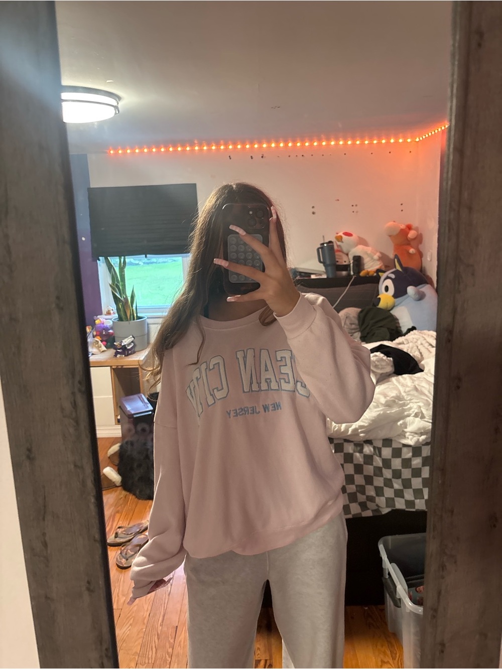 Pink Ocean City Graphic Crewneck